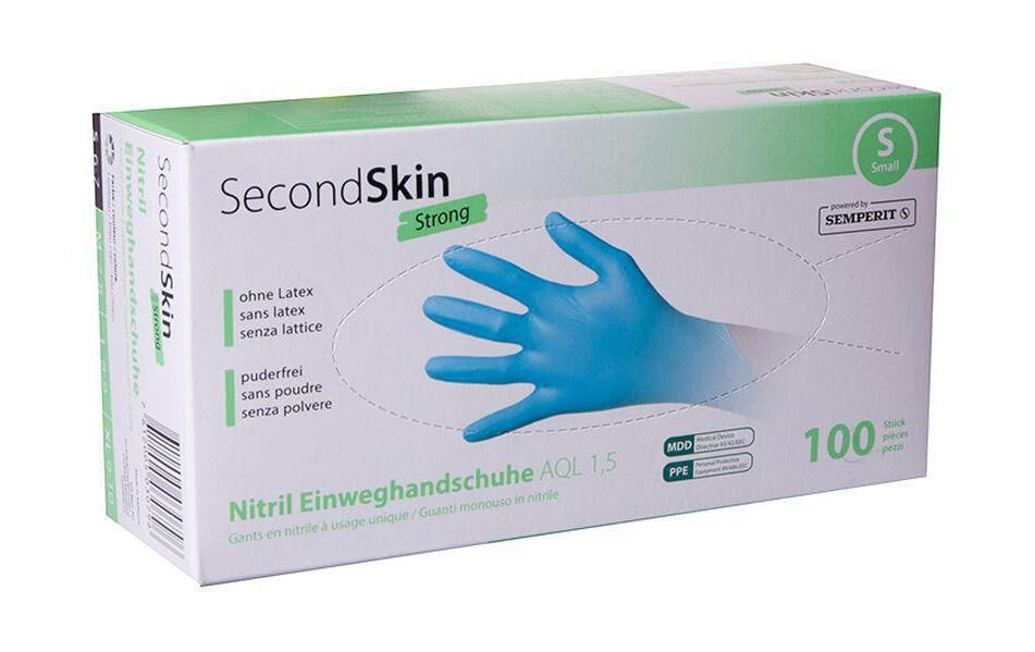 Nitril Einweghandschuh "SecondSkin Strong", 100er Pack S