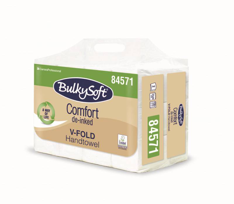 Bulkysoft Handtuch 84571 Comfort, weiss, V-Falz, 2-lagig, 21x24cm - Pack à 3000 Blatt