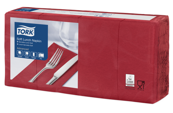 TORK-477418 Soft Lunchservietten Bordeauxrot 1/8-Falz -