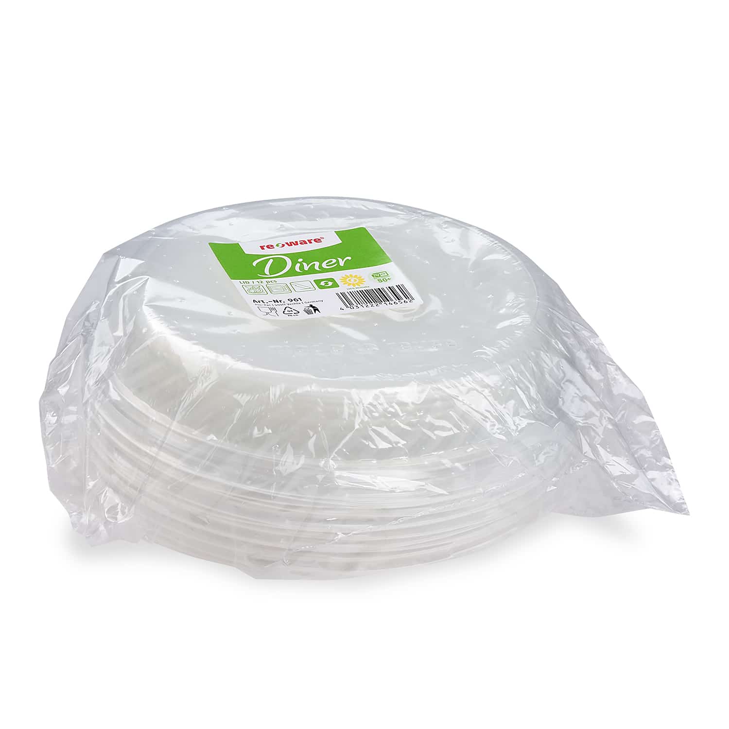 Deckel (PP) wiederverwendbar klar 22 x 4 cm für Teller Reware Dinner - 12 Stück