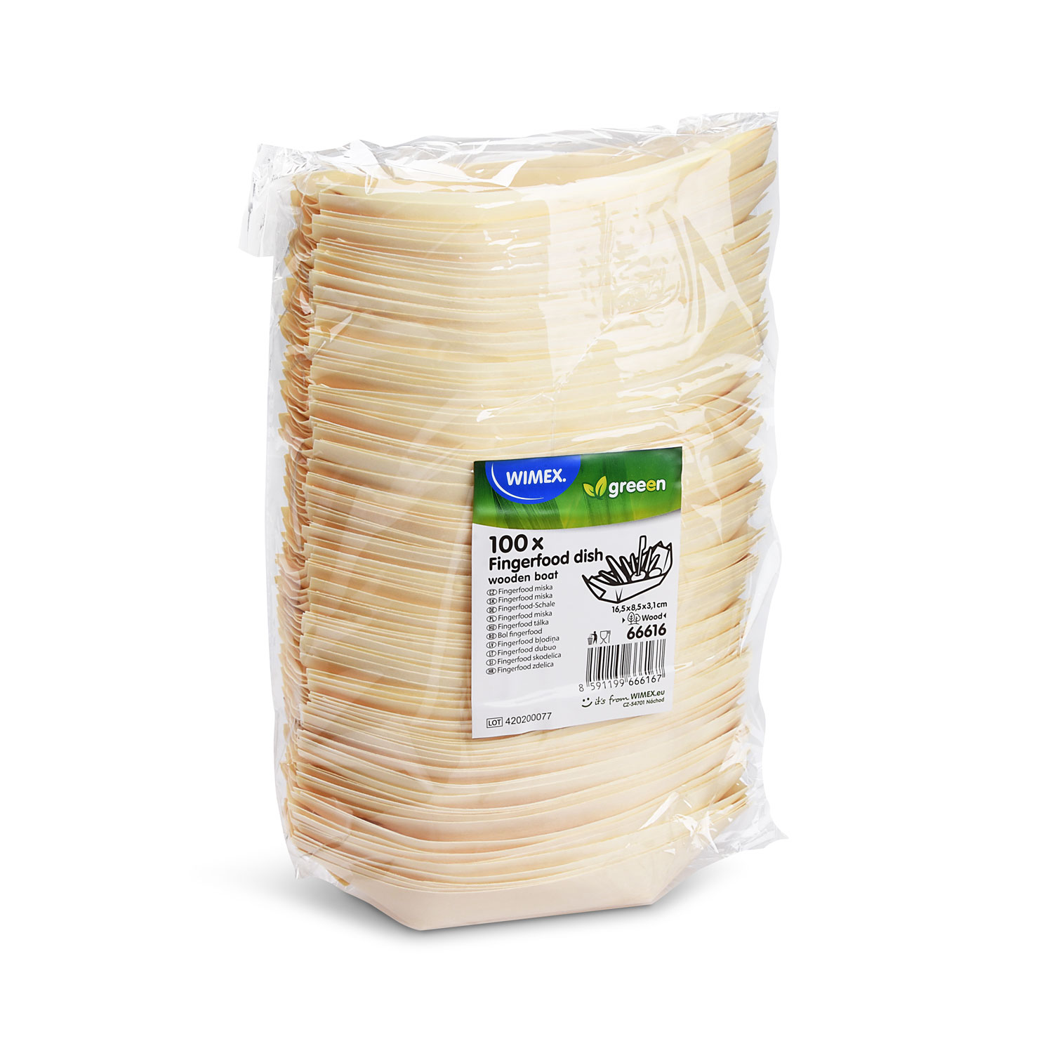 Fingerfood-Schale aus Holz Schiffchen 16,5 x 8,5 cm - 100 Stück
