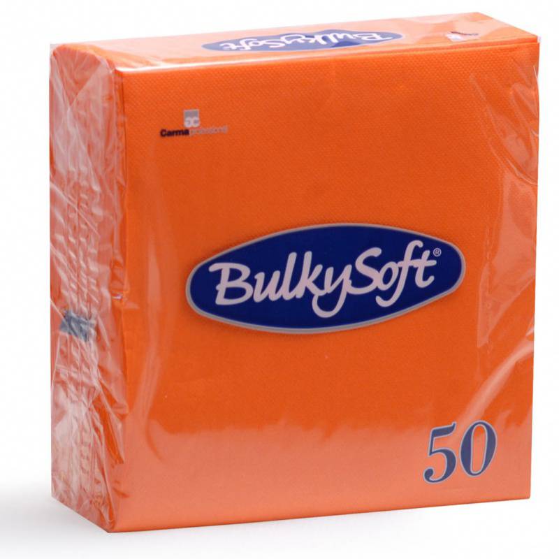 Servietten Bulkysoft, 2-lagig, 1/4 Falz orange 33x33cm - Karton à 24 Pack (Pack à 50 Servietten)