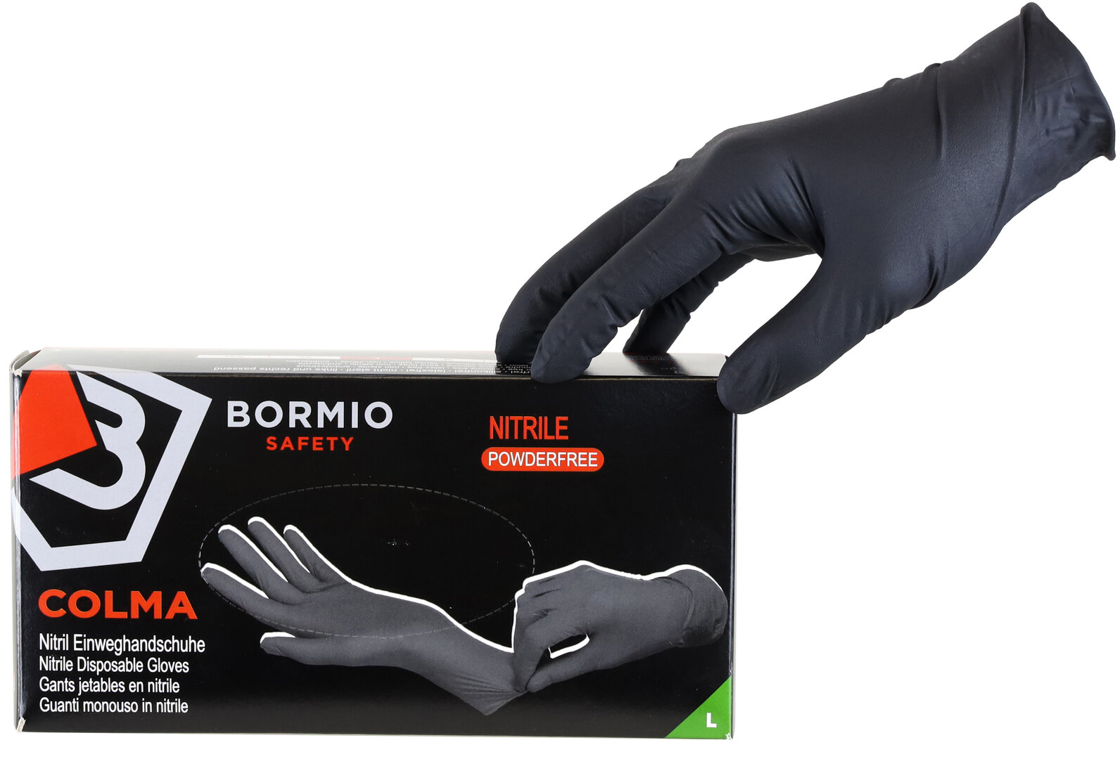 100x Nitril-Einweghandschuhe Bormio Safety Colma Black M