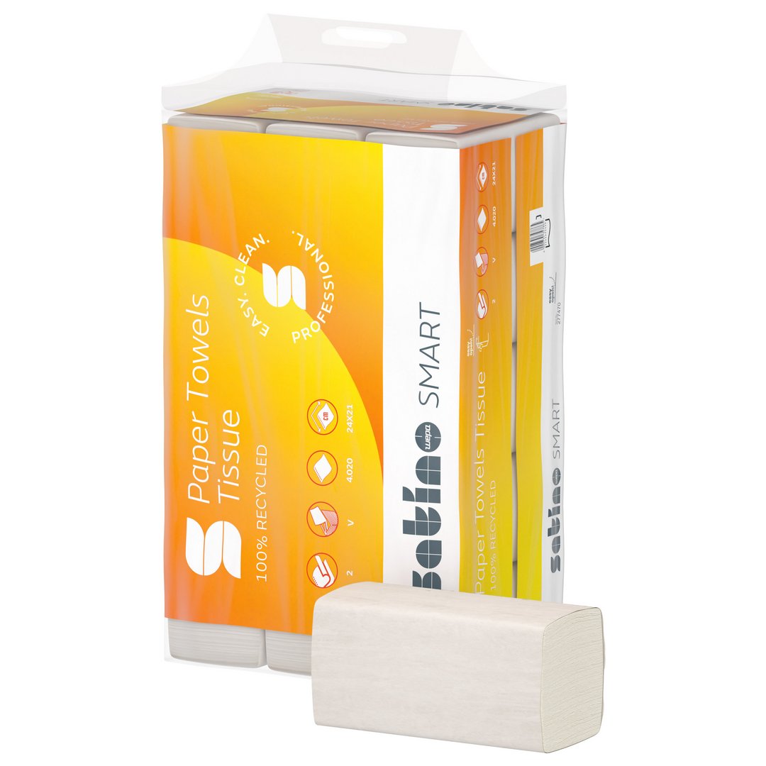 48x Faltpapier Satino Smart V-Falz 4020 Blatt 2-lagig, 24x21cm natur