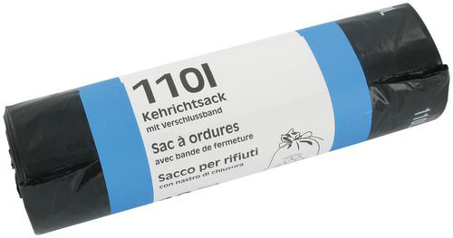 Kehrrichtsack R-Logo 5x10 Stück 28my, 110l, mit Verschlussband FLEXIPL. 1034
