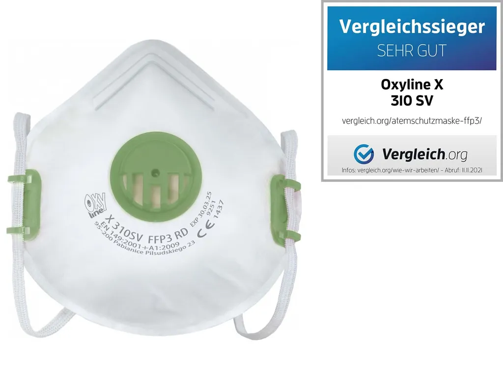 50 Atemschutzmasken FFP3 X310 SV R D mit Ausatemventil