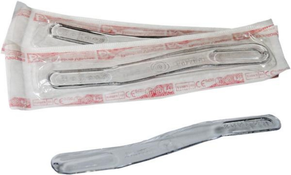 Zungenspatel aus Kunststoff steril transparent gebogen Erwachsen-Kind, 15x1,5/2cm 90 Stück