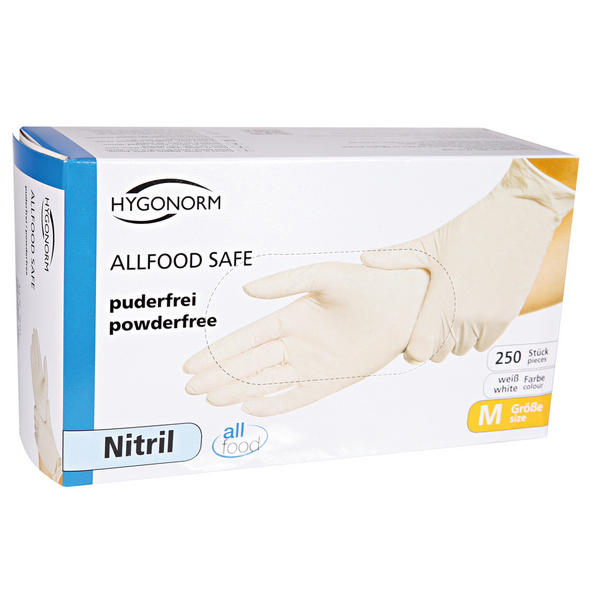 Handschuhe Nitril S Allfood Safe weiss  puderfrei 24 cm 10 x 250 Stück