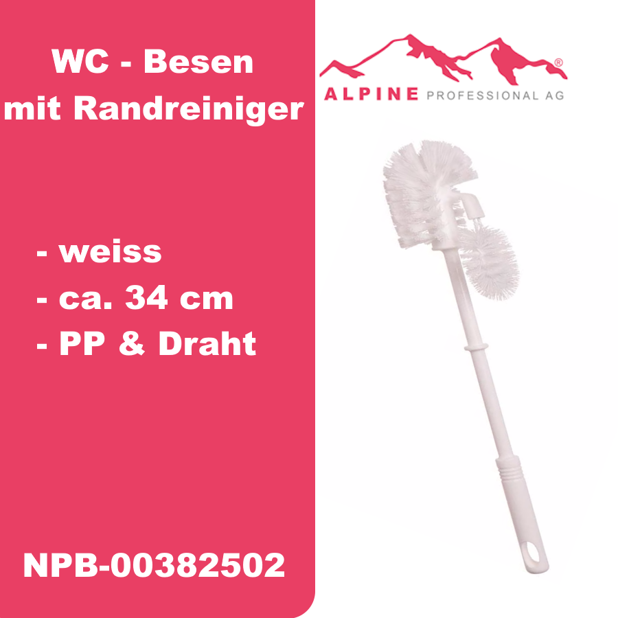 AlpineX® WC - Besen mit Randreiniger weiss