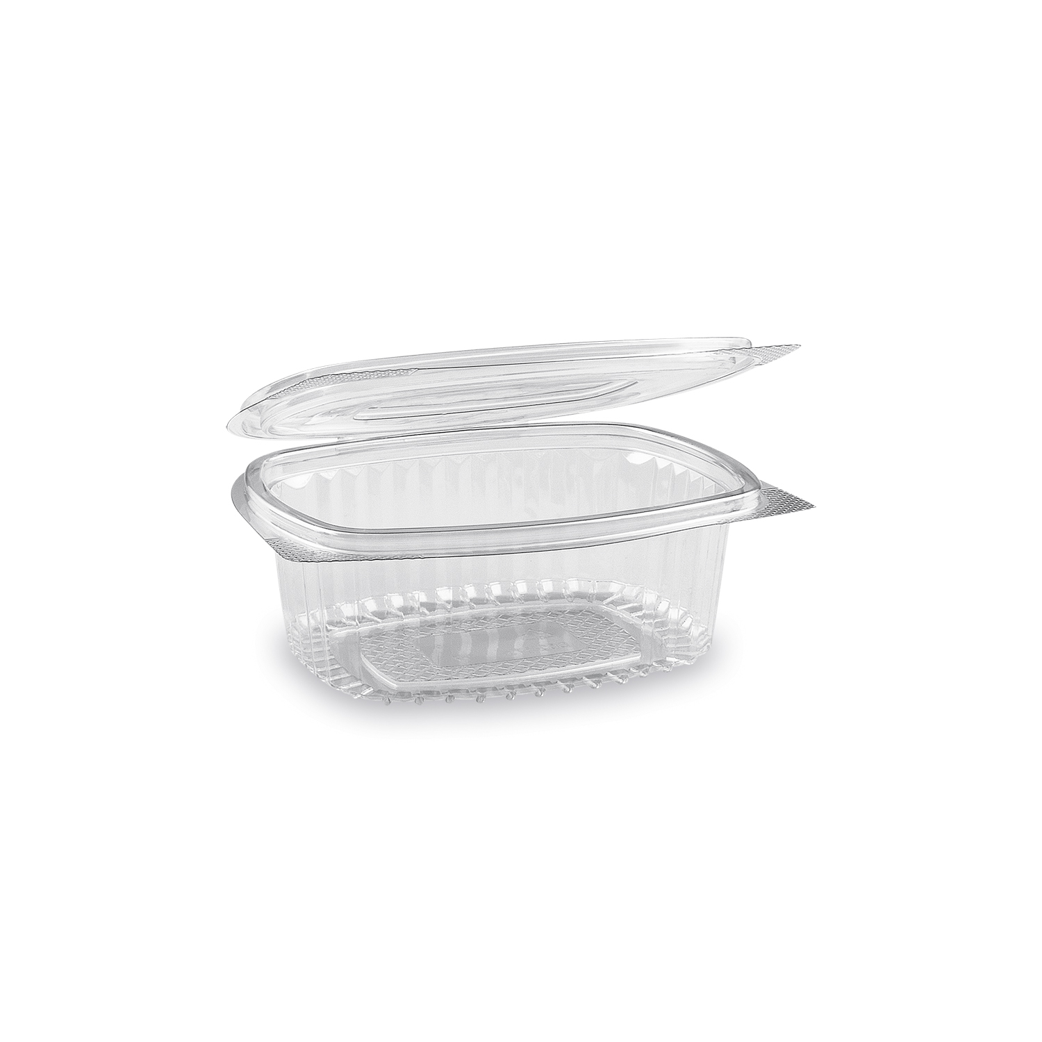 Feinkostbecher rPET oval klar 375 ml für Salate und Take-away, Packung mit 50 Stück