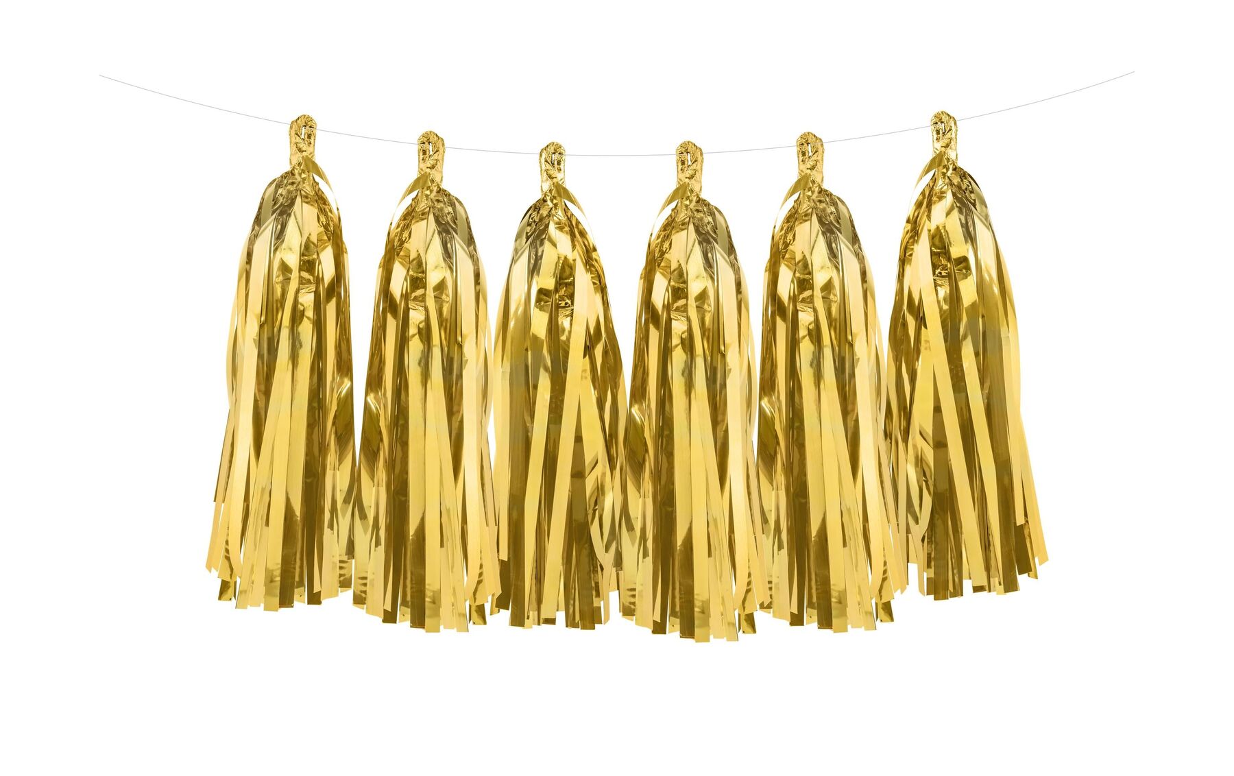 Partydeco Girlande Quasten 1.5 m, Gold, 12 Pompons