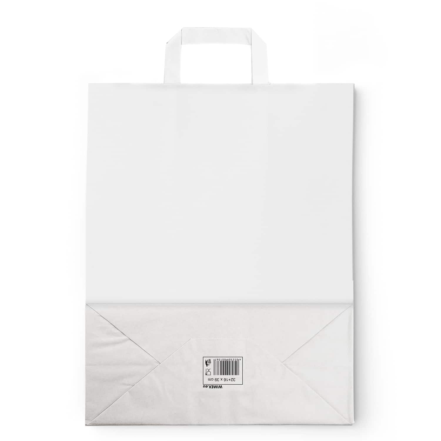 Papiertragetasche weiß 32+16 x 39 cm - 50 Stück