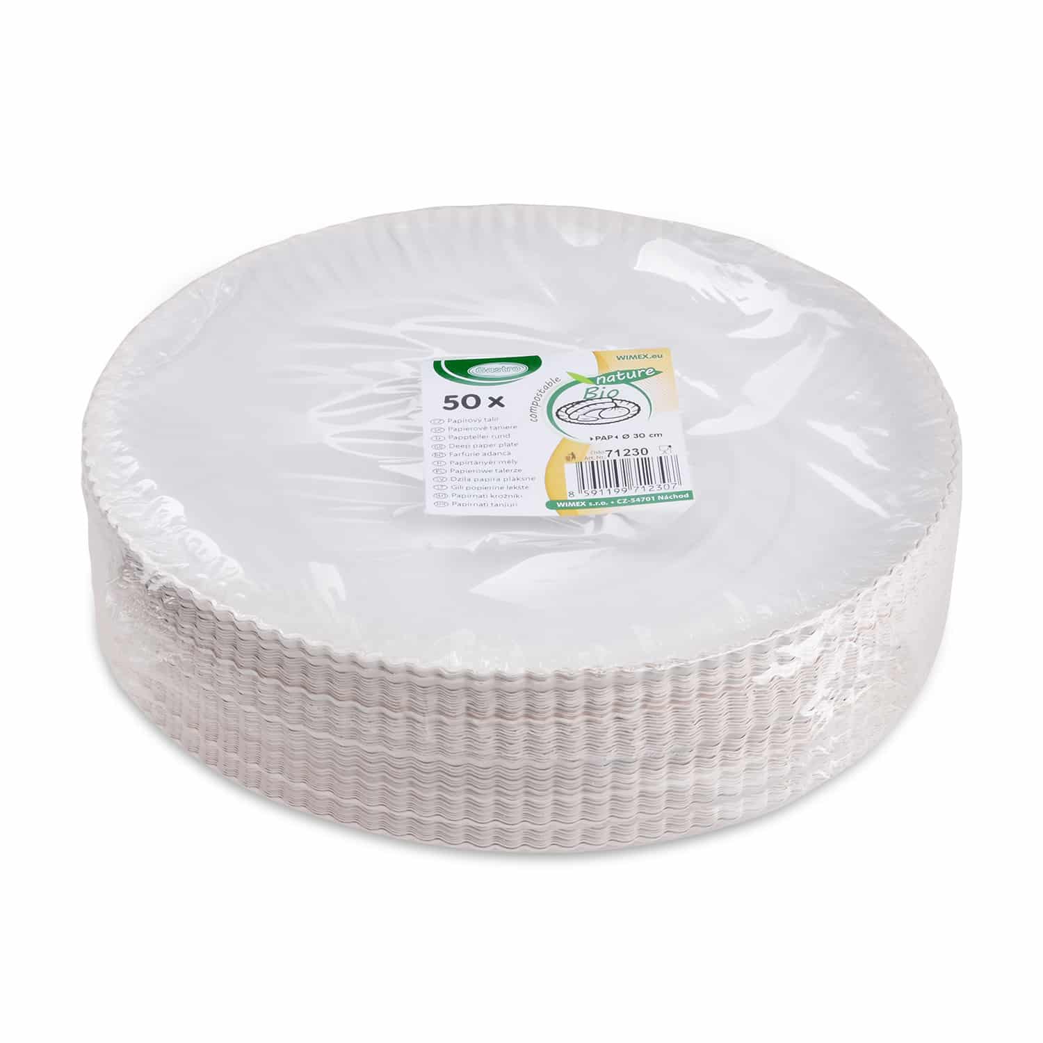 Pappteller tief weiß 30cm - 50 Stück