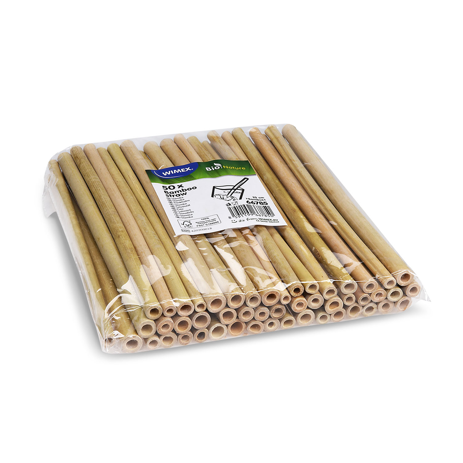 Trinkhalm aus Bambus FSC 100% 23 cm, Packung mit 50 Stück