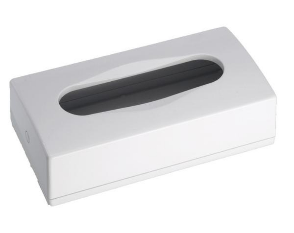 Kosmetiktuchspender Kunststoff, H: 70 B: 270 T: 140 mm, weiss, Wand- und Standmodell