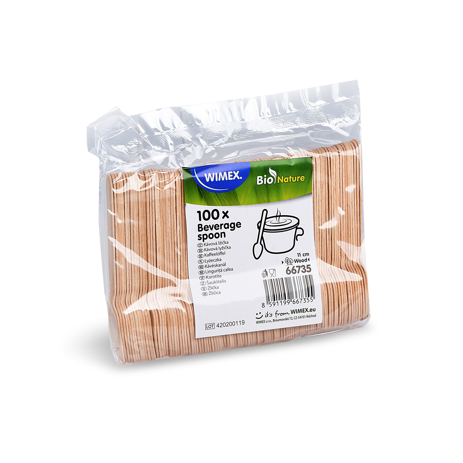 Kaffeelöffel aus Holz 11cm - 100 Stück