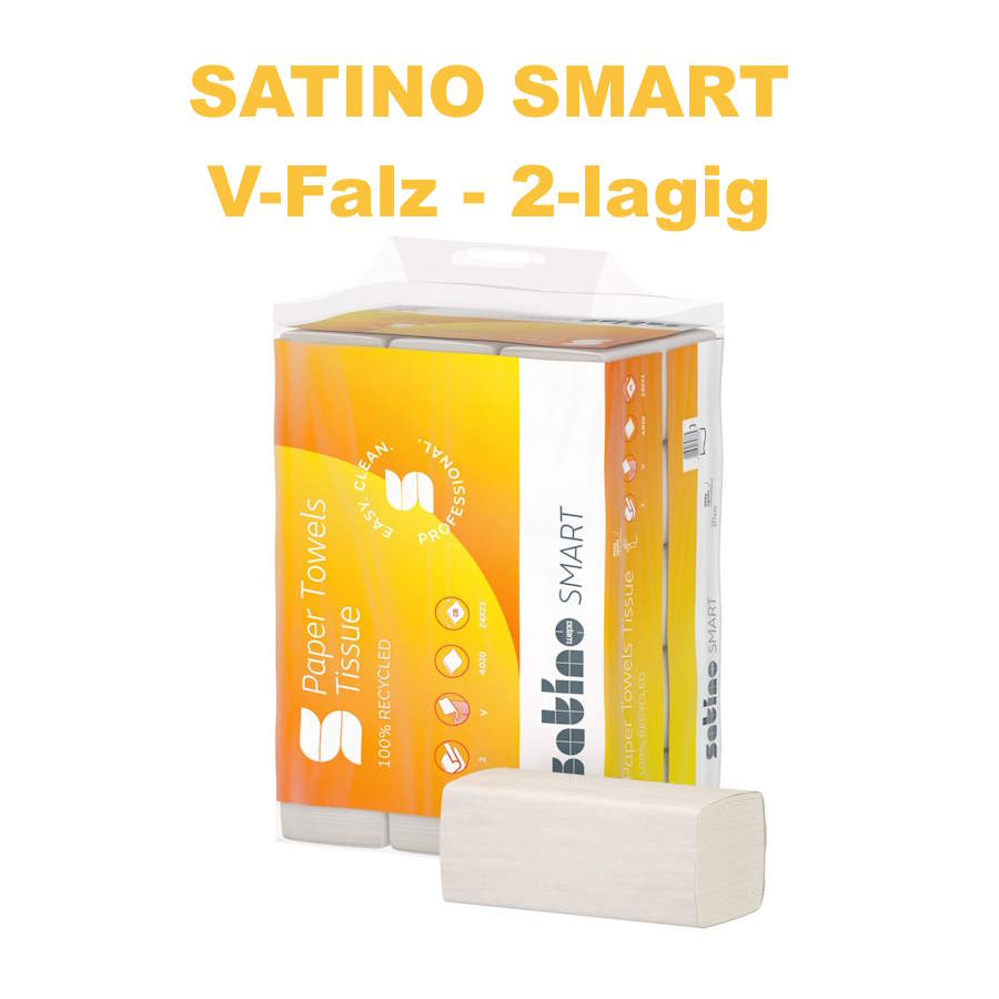 Faltpapier Satino Smart V-Falz 2-lagig, 24x21cm natur - 4020 Blatt (Ersatz 278080)