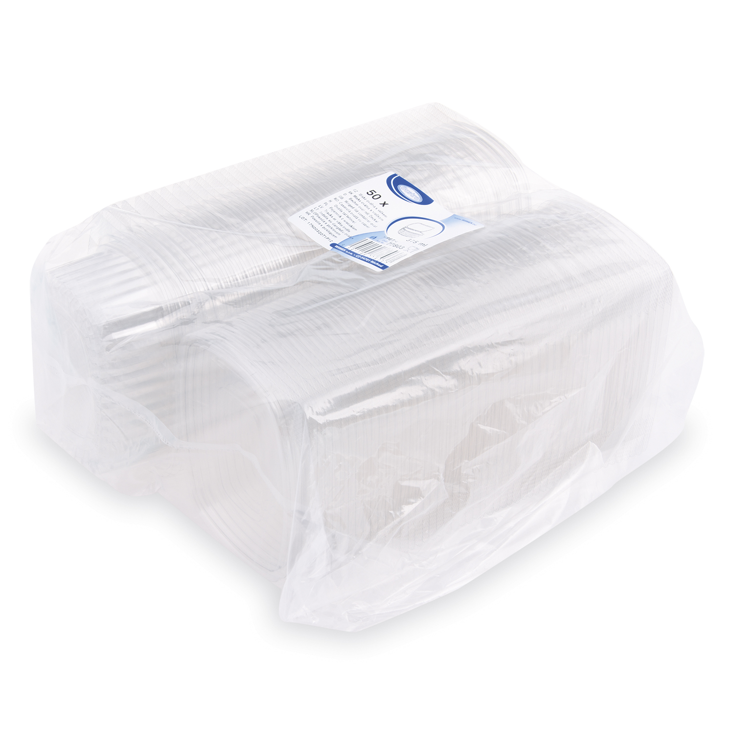 Feinkostbecher rPET oval klar 375 ml für Salate und Take-away, Packung mit 50 Stück