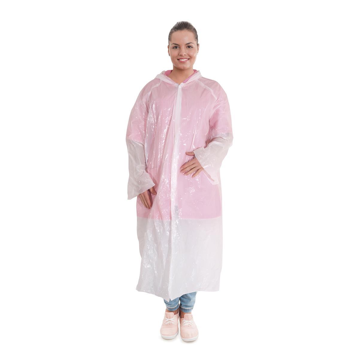 Besucherkittel / Regenmantel aus LDPE mit Kapuze weiss 68 x 150 cm, Packung mit 10 Stück