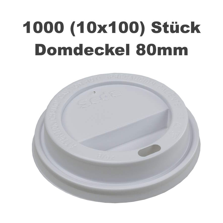1000x Domdeckel (PS) weiß Ø80mm  - 10x100 Stück