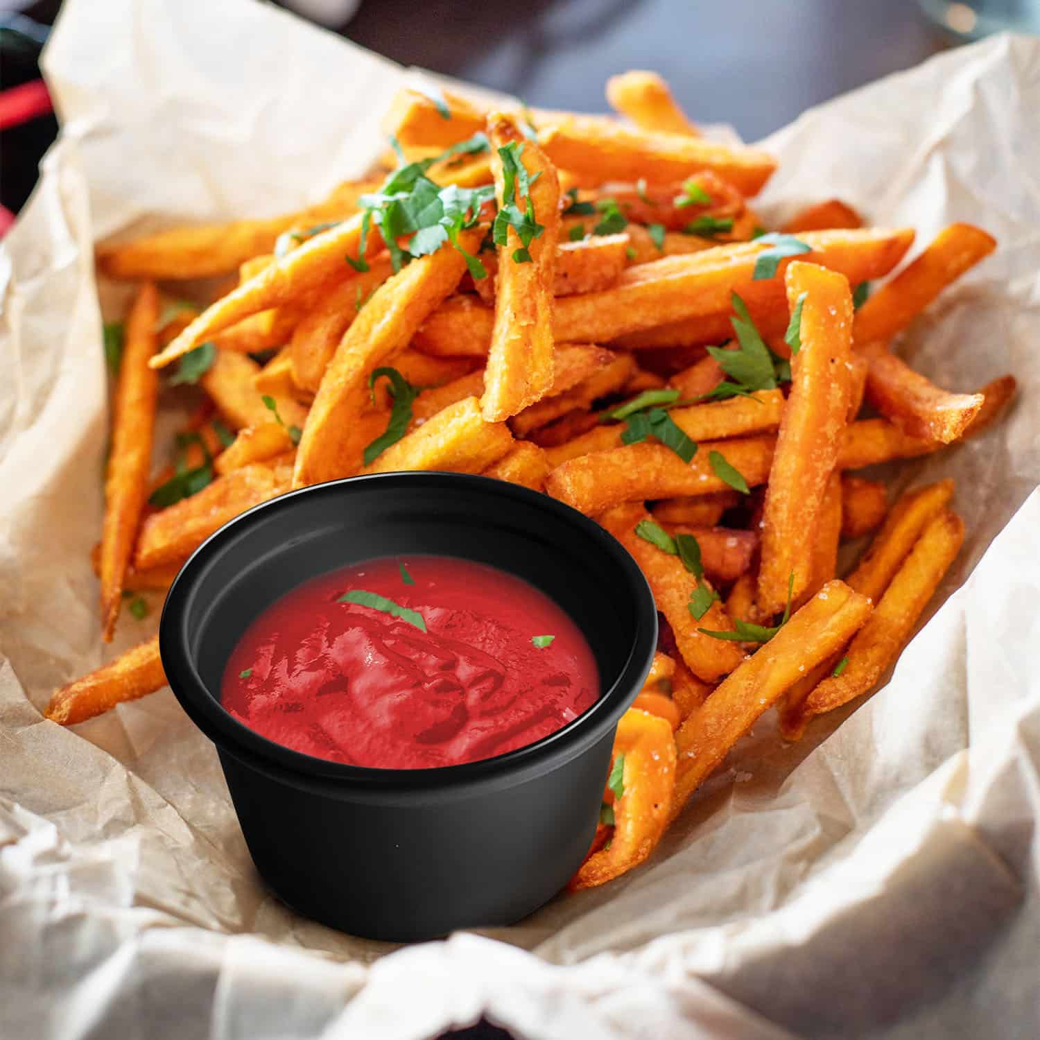 Dressingbecher (PP) schwarz 46mm 30ml - 50 Stück