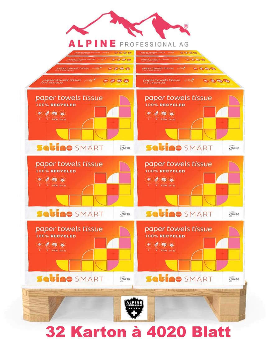 48x Faltpapier Satino Smart V-Falz 4020 Blatt 2-lagig, 24x21cm natur