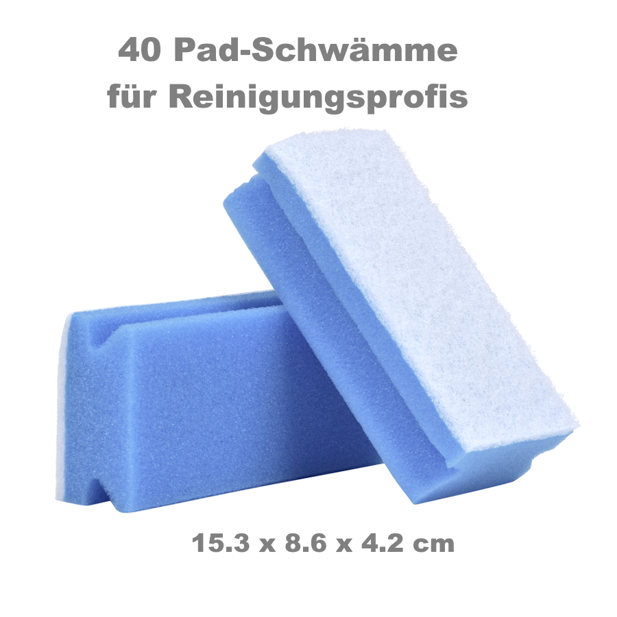 40x Schwamm-Pad breit (15,3 x 8,6 x 4,2cm) kratzfrei - Blau