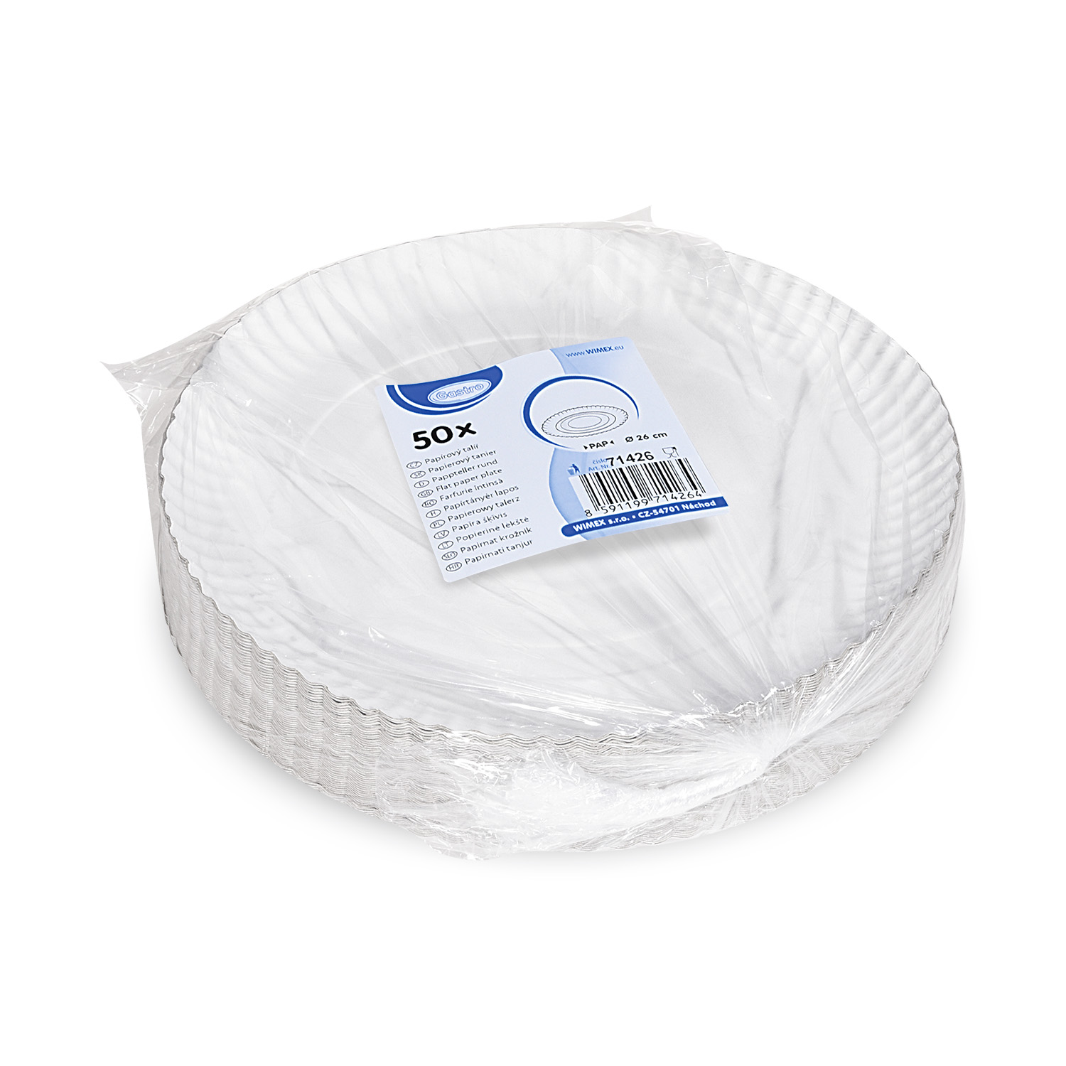 Pappteller tief weiß 26cm RECY - 50 Stück