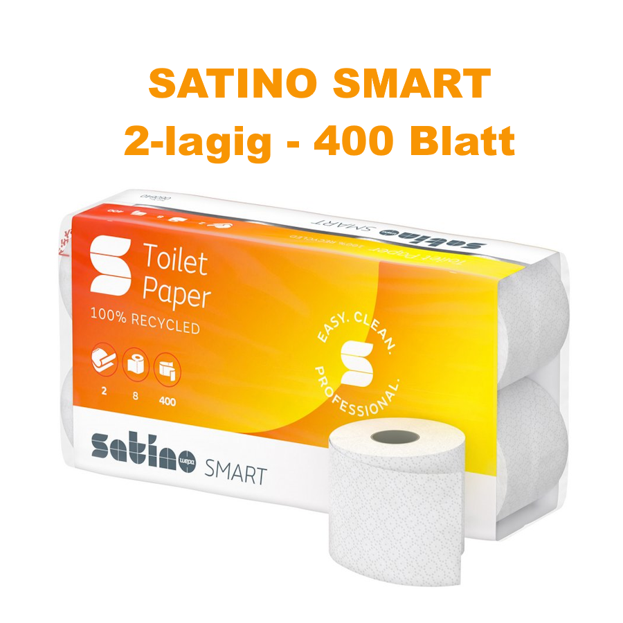 Satino Smart Toilettenpapier 2-lagig 400 Blatt rec. 1 Sack à 6x8 Rollen