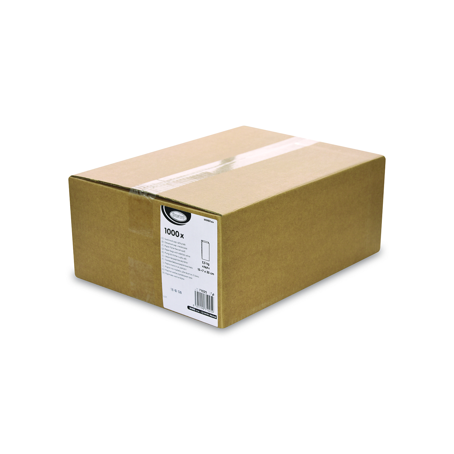 Papierfaltenbeutel weiß 15+7 x 35 cm 2,5kg - 1000 Stück