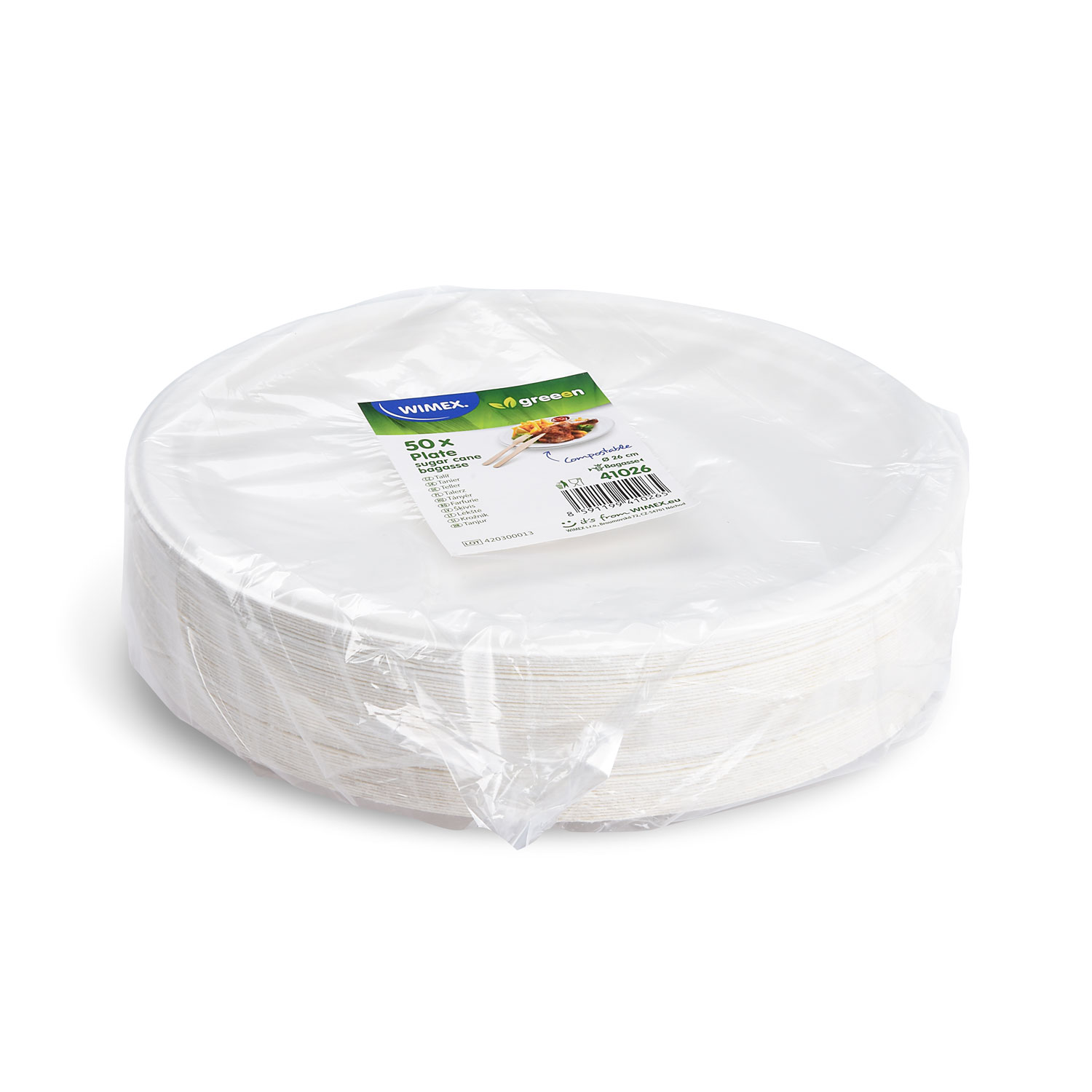 Teller Zuckerrohr-Bagasse 26cm - 50 Stück