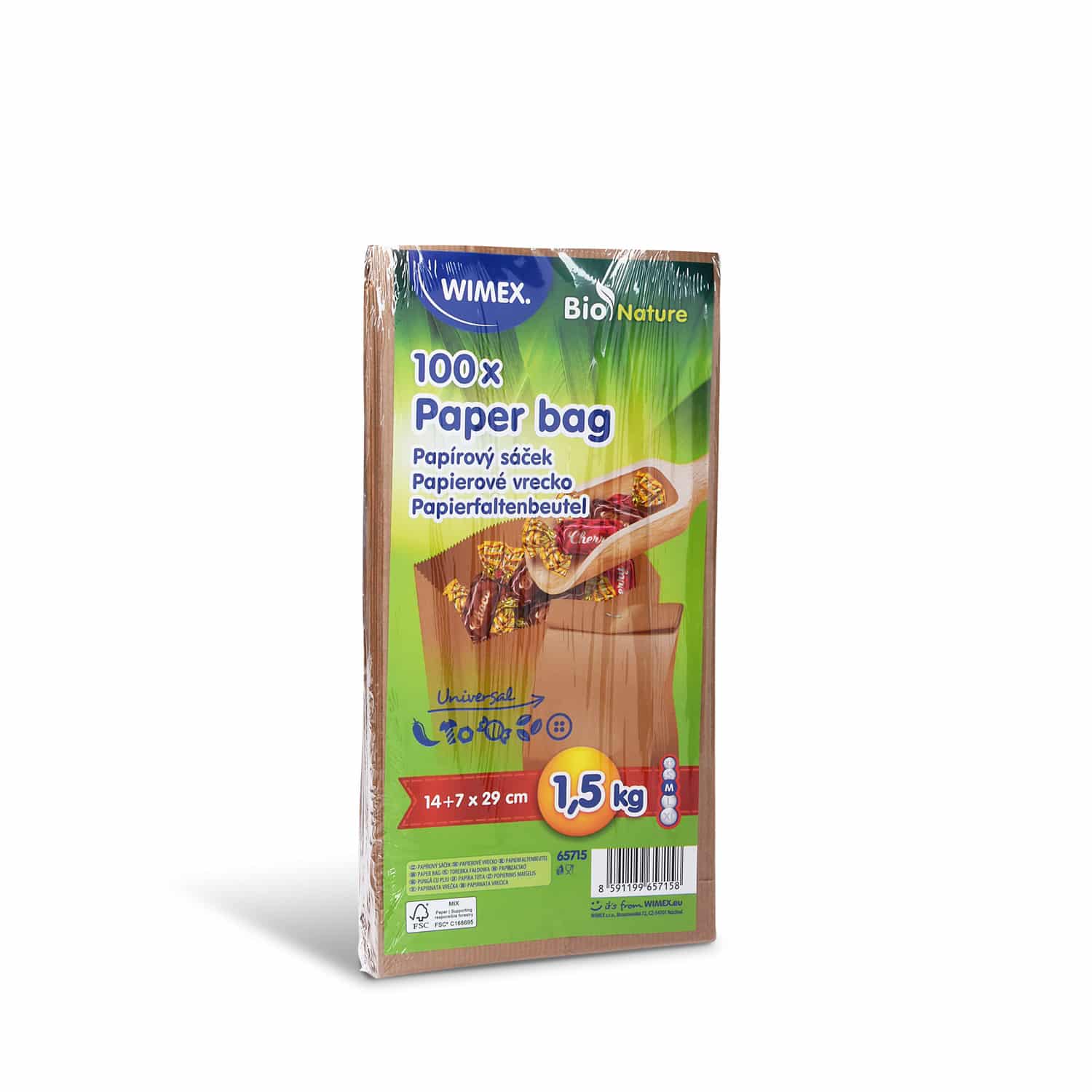 Papierfaltenbeutel (FSC Mix) braun 14+7 x 29 cm 1,5kg - 100 Stück