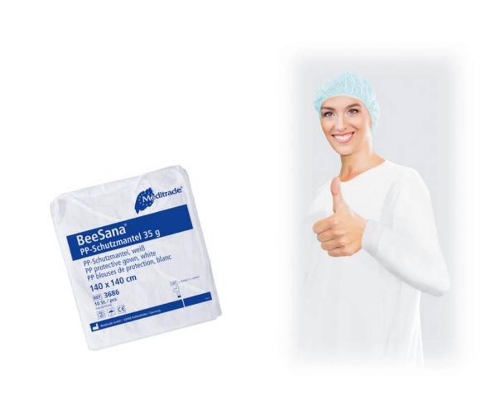 Meditrade Schutzkittel PP-Vlies, grün, 35 g/m2, 140 × 140 cm 100 Stück