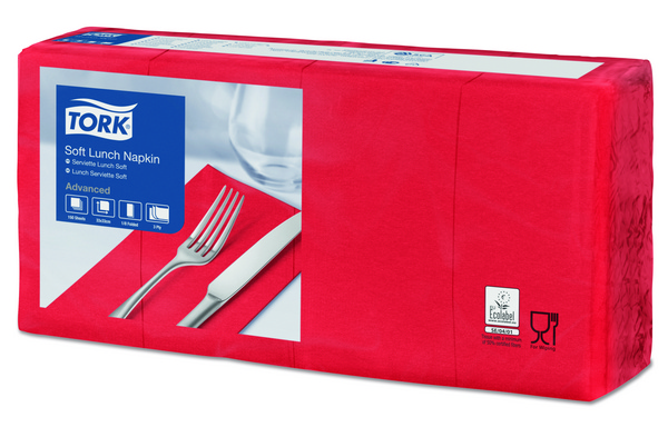 TORK-477883 Soft Lunchservietten Rot 1/8-Falz -