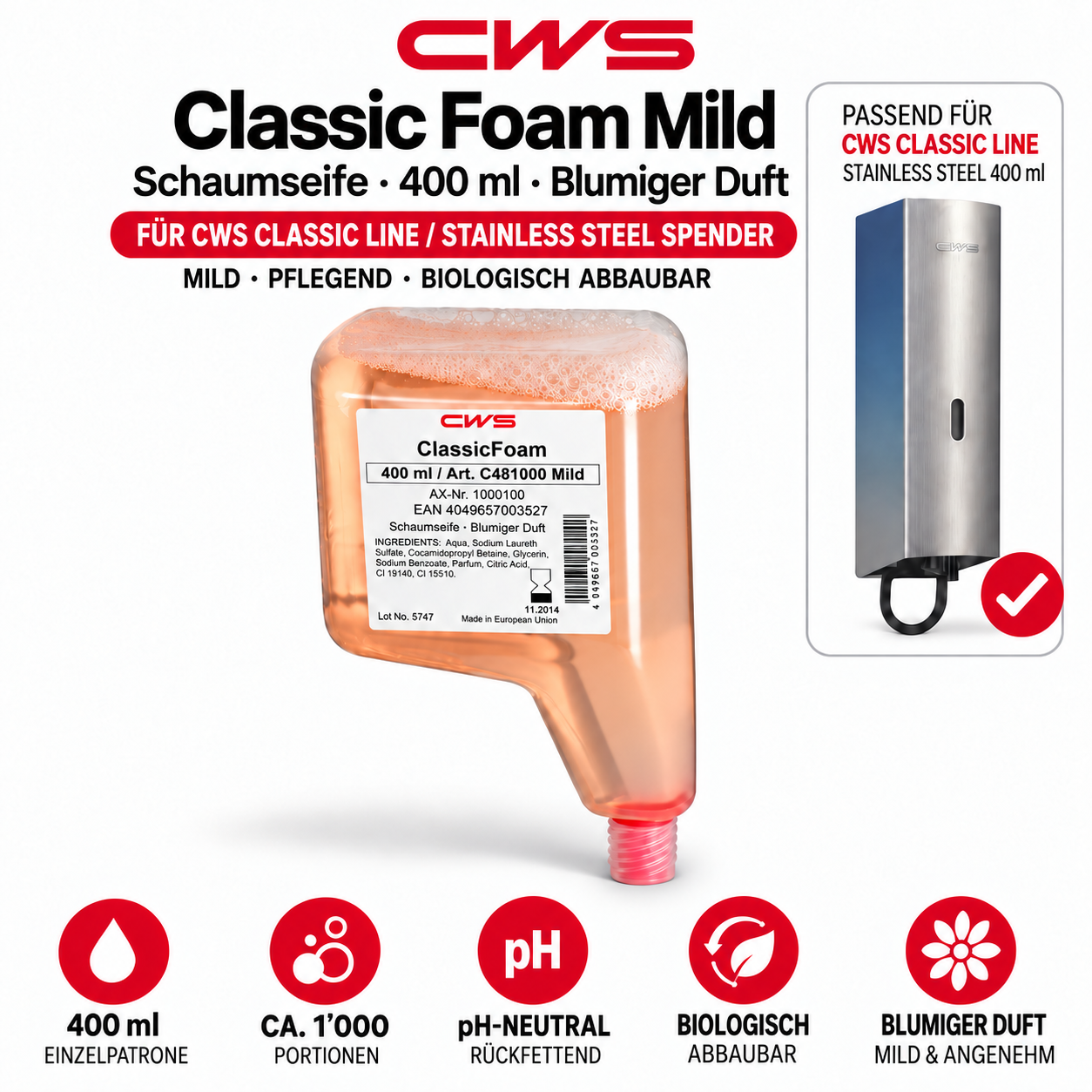 CWS Classic Foam Schaumseife Mild 400 ml