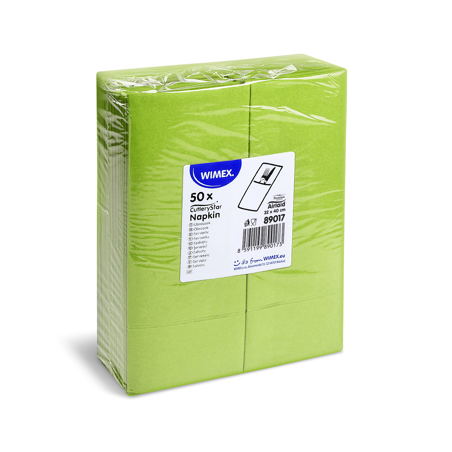 50x Servietten-Bestecktaschen CutleryStar PREMIUM gelbgrün / kiwi 40 x 32 cm Airlaid