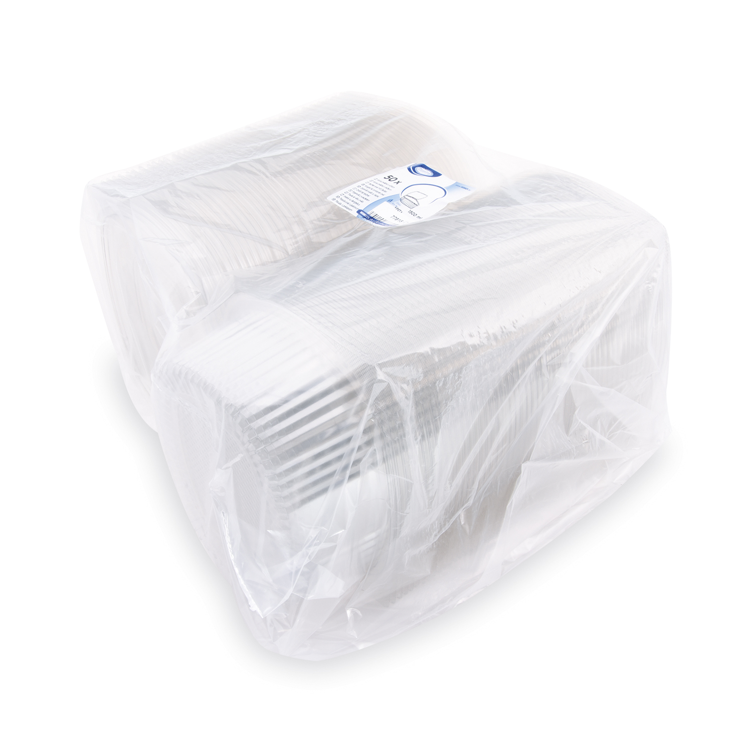 Feinkostbecher (rPET) mit Deckel oval klar 1500ml - 50 Stück