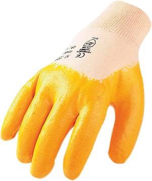 Baumwoll-Nitrilhandschuhe Gelb CE Cat.II, EN388 7/S