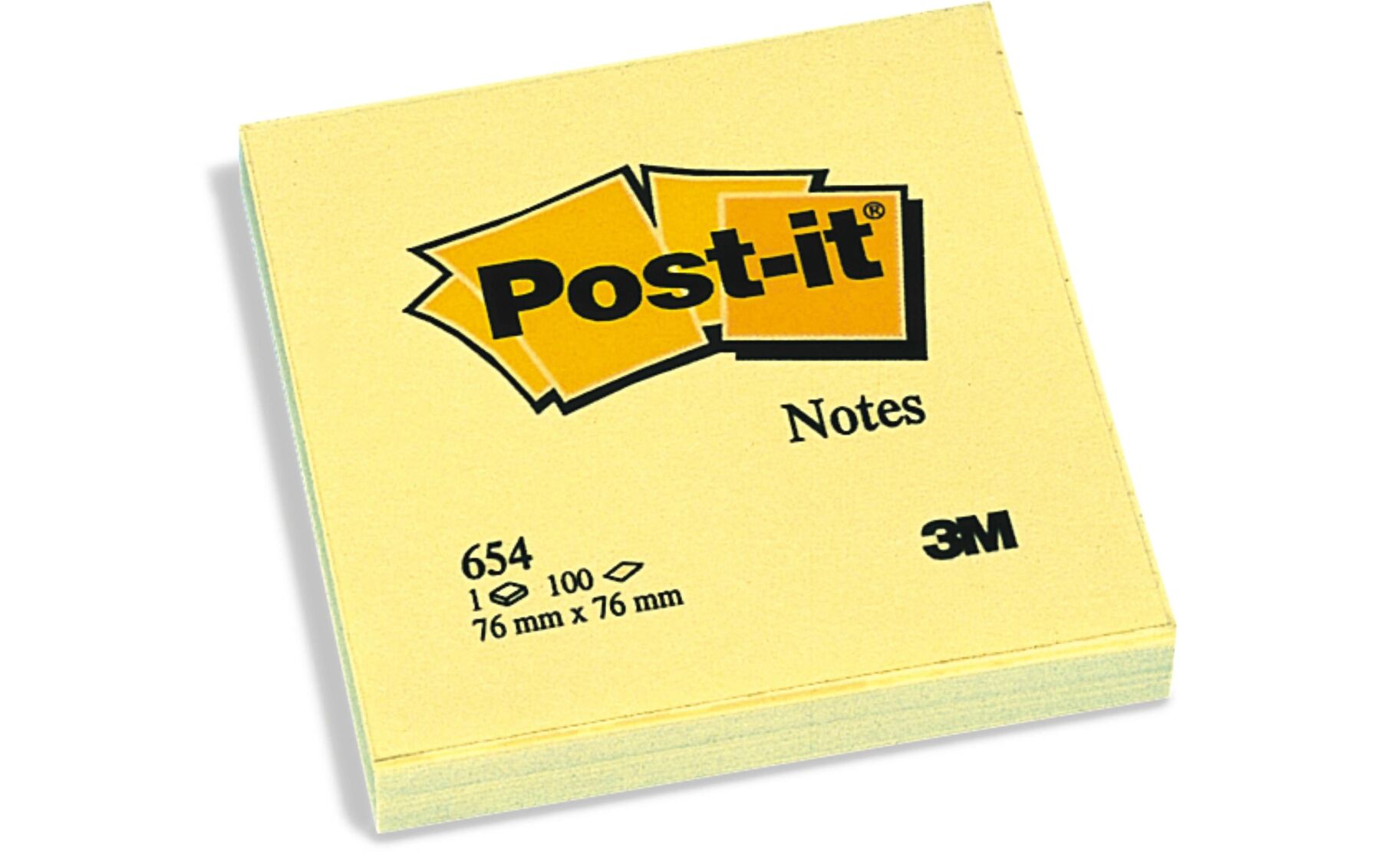 Block 76x76mm gelb/100 Blatt POST-IT 654