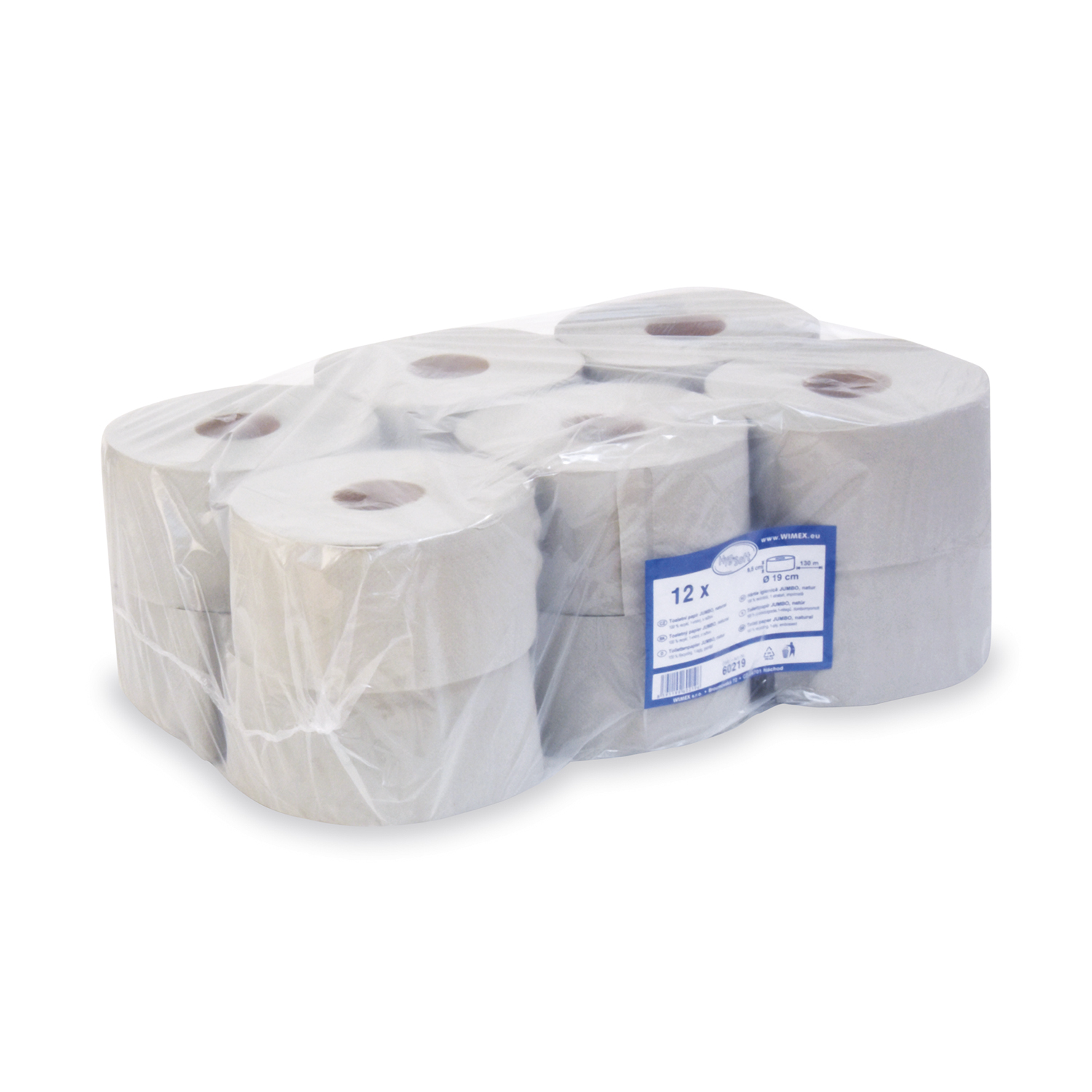 Toilettenpapier 1-lagig geprägt natur JUMBO 19cm 130m - 12 Stück