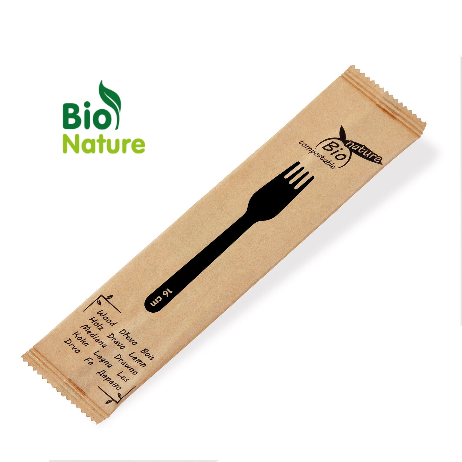 100 Stück Bio Holzgabel einzeln verpackt 16 cm - 1 Pack
