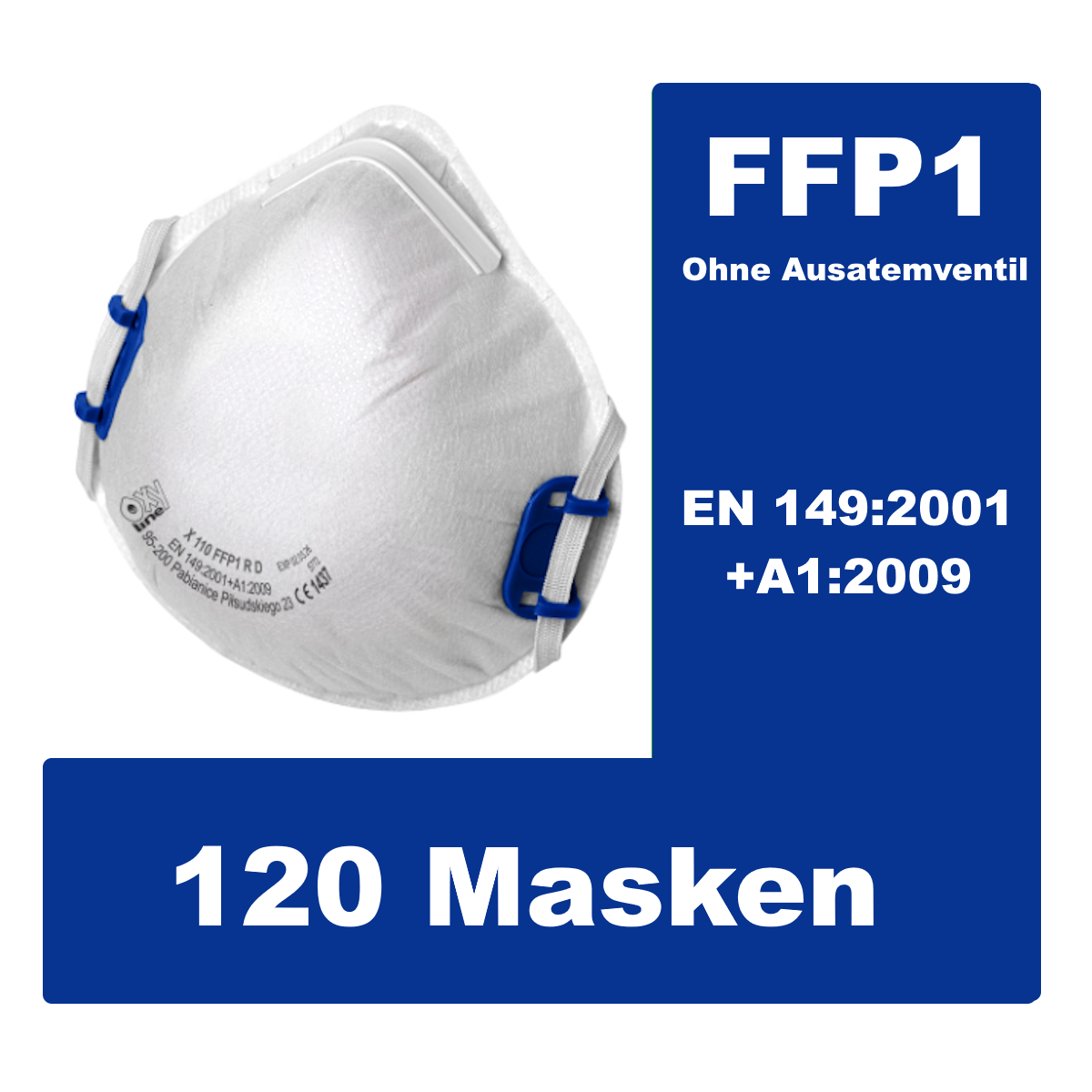 120 OxyLine Atemschutzmasken FFP1 X110 NR D ohne Ausatemventil