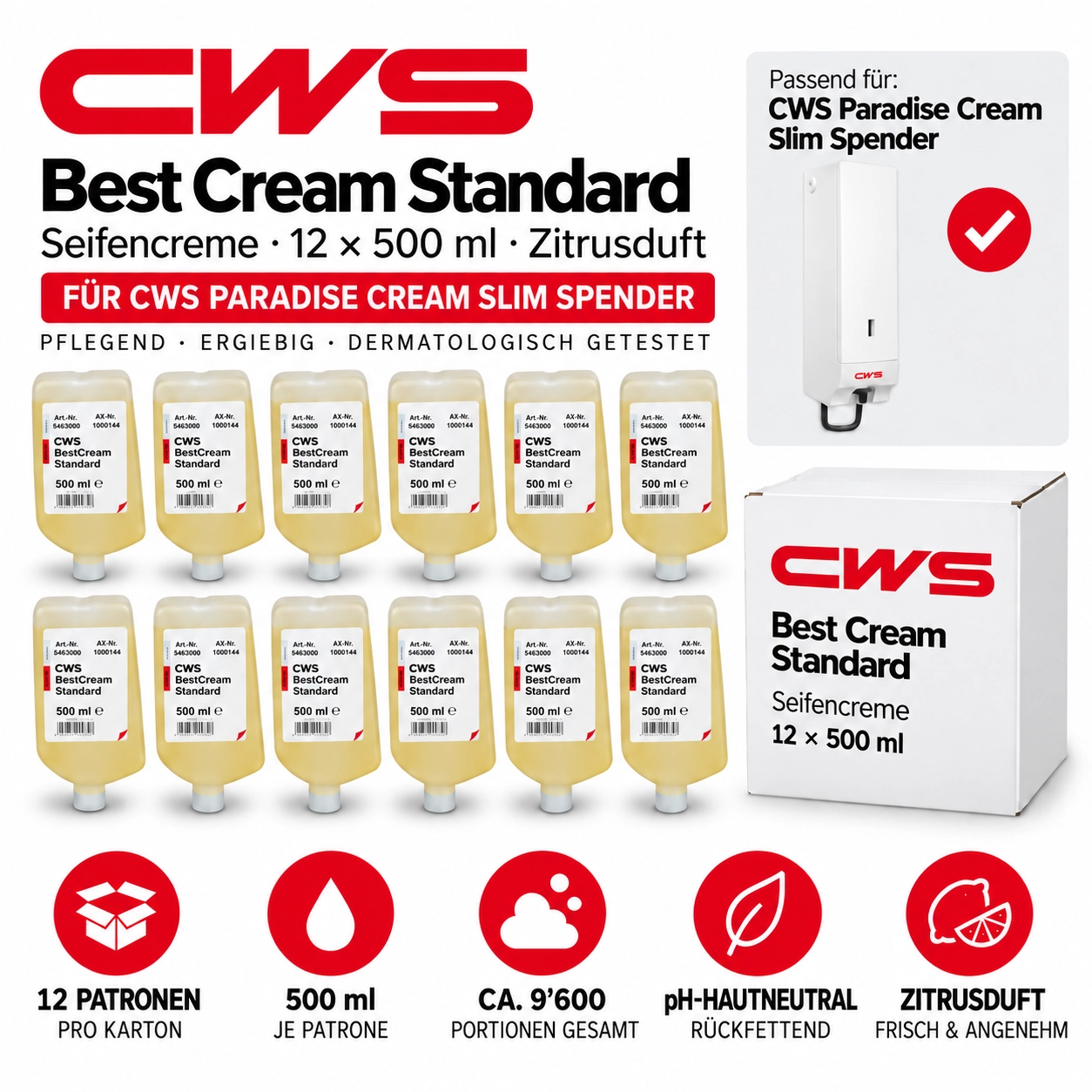 CWS 1000144 Best Cream Standard für Paradise Cream Slim – 12 x 500 ml
