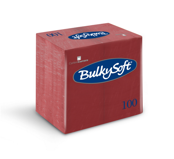 Servietten Dinner Bulkysoft 3-lagig bordeaux 40x40cm, 1/8 Falz Kopffalz-1000 Stück