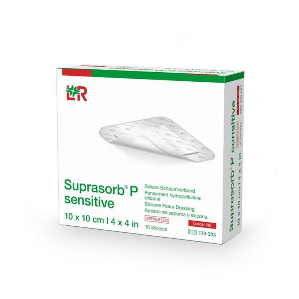 Suprasorb P Sensitive PU-Schaumverband, border lite, steril, 10 × 10 cm 10 Stück