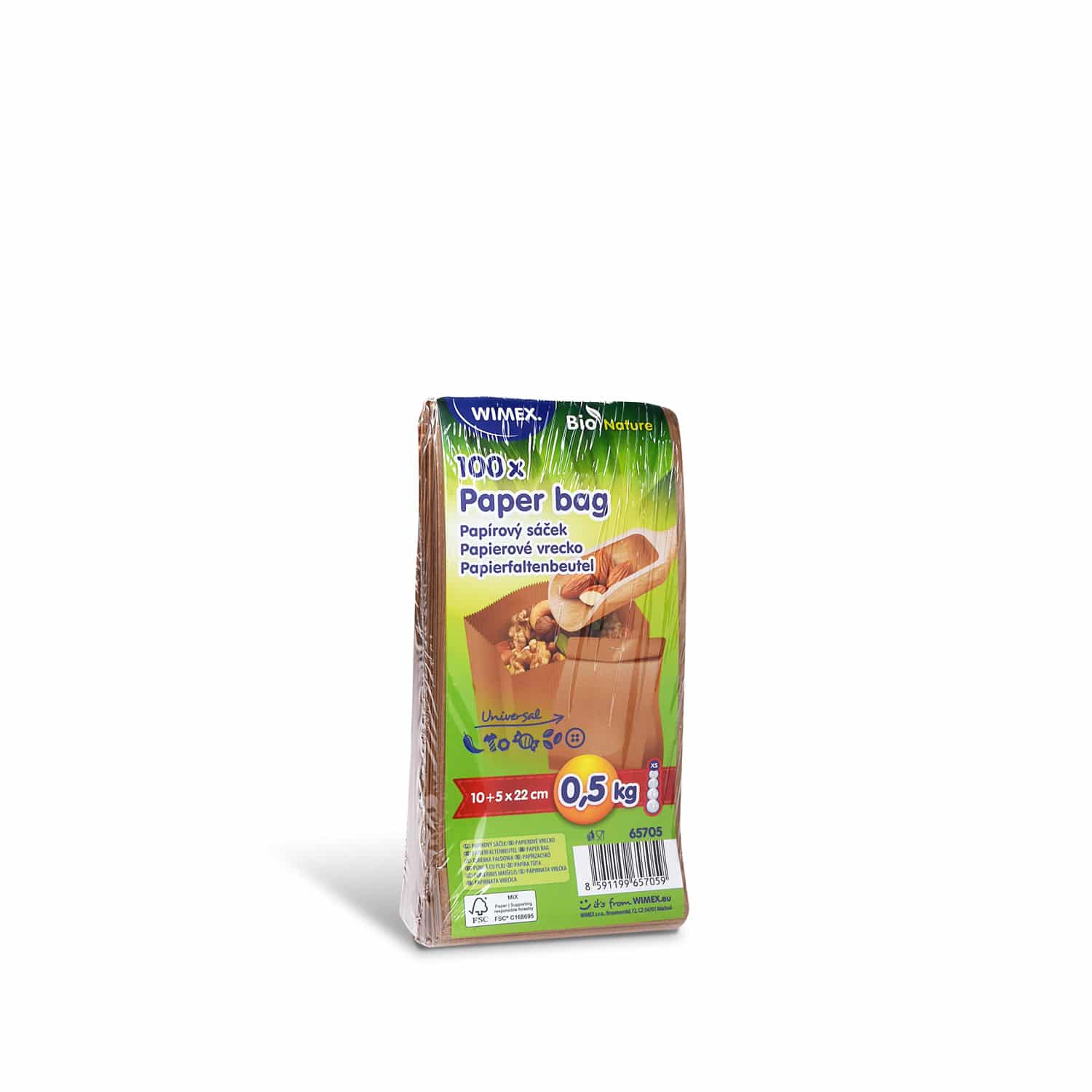 Papierfaltenbeutel (FSC Mix) braun 10+5 x 22 cm 0,5kg - 100 Stück