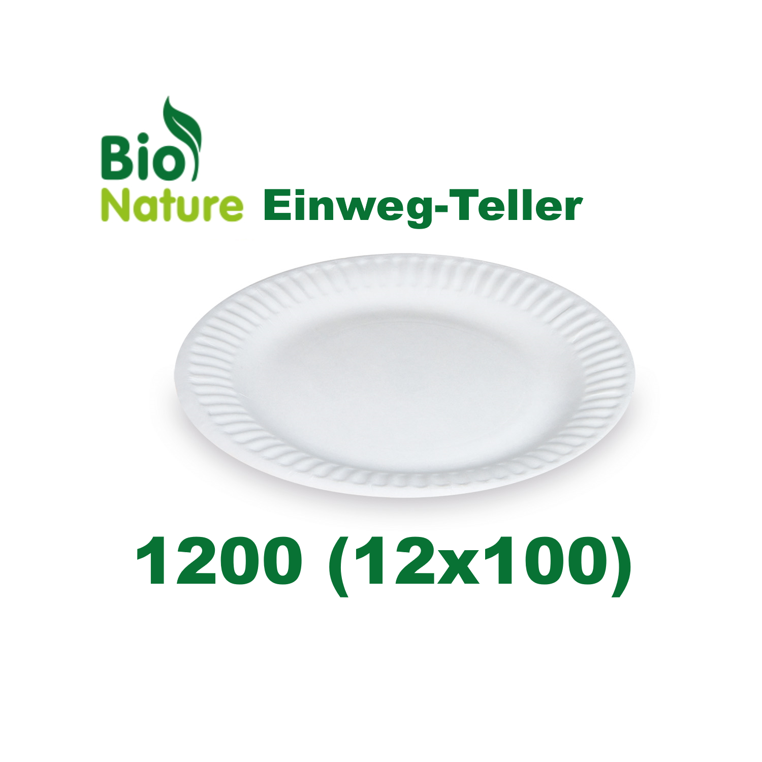 1200 Bio-Pappteller weiß 15cm RECY (12x100) Stück
