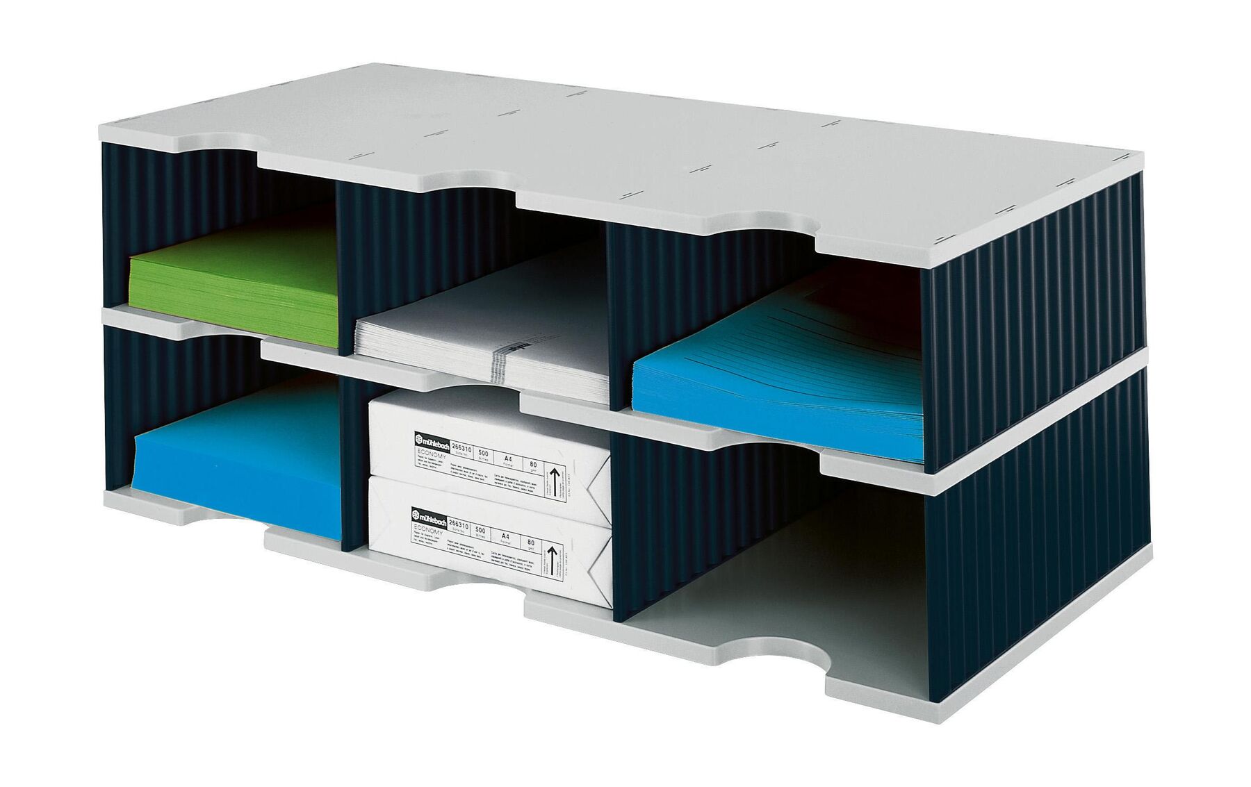 styro Grundeinheit styrodoc trio, 6 Fächer, schwarz/grau