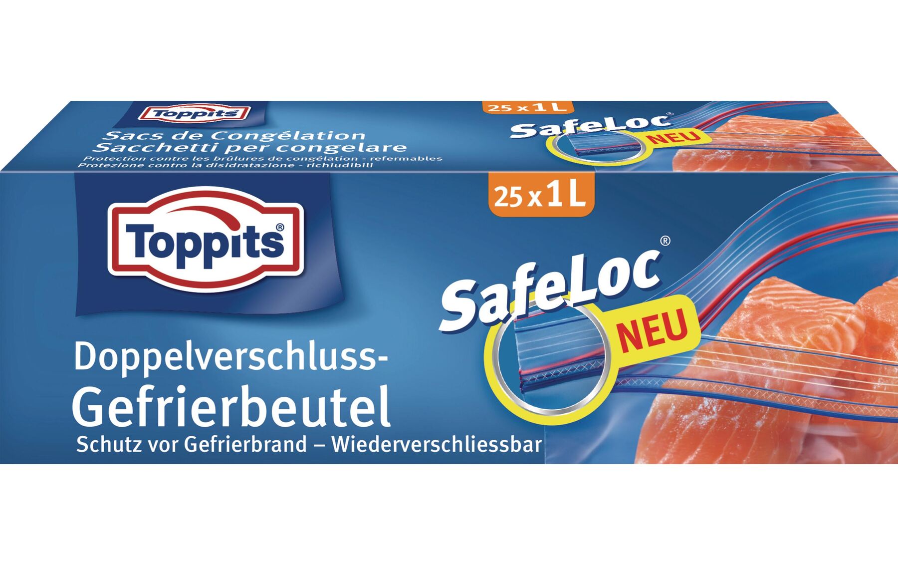 Toppits Gefrierbeutel Doppelverschluss SafeLoc, 25 Stück