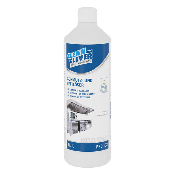 CLEAN and CLEVER Schmutz- und Fettlöser PRO 133, 12 Flaschen à 1 Liter